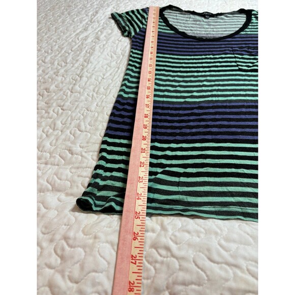 Soprano Green & Blue Striped Pocket y2k T-shirt size medium - Picture 6 of 6